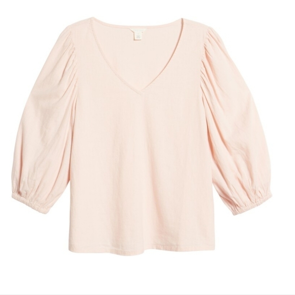 Caslon Balloon Sleeve Linen Blend Top